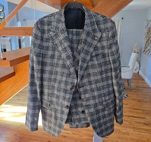 Owen Men's Wear Navy Plaid Suit